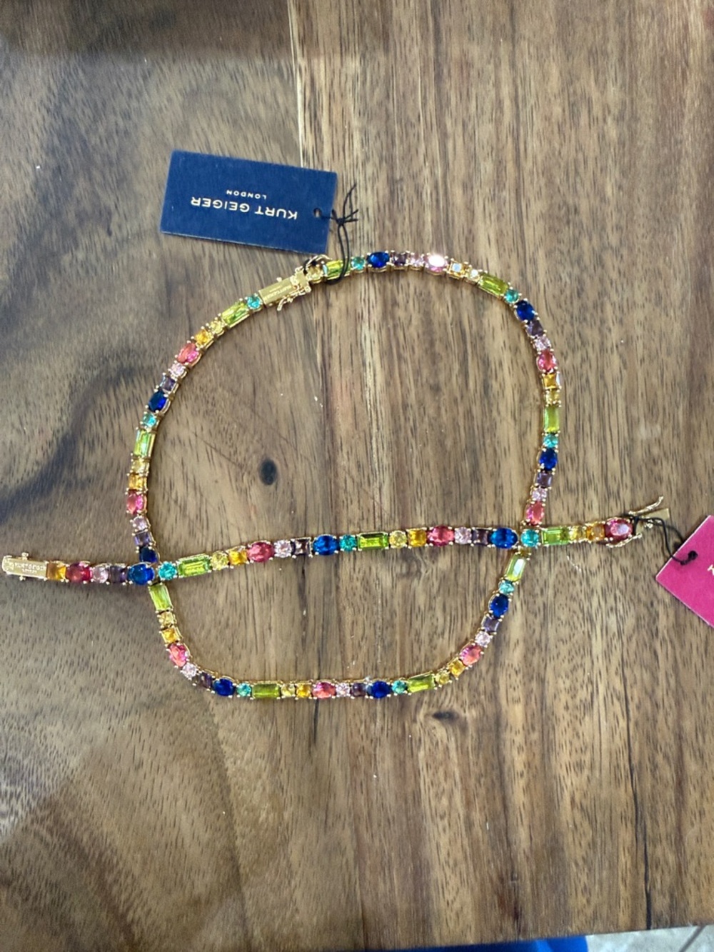 Kurt Geiger Gold-Tone Multicolor Crystal Necklace and Bracelet